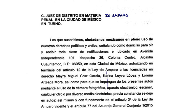 MEXICANOS UNIDOS Presentó demanda de amparo en contra de la inacción del Fiscal General de la República